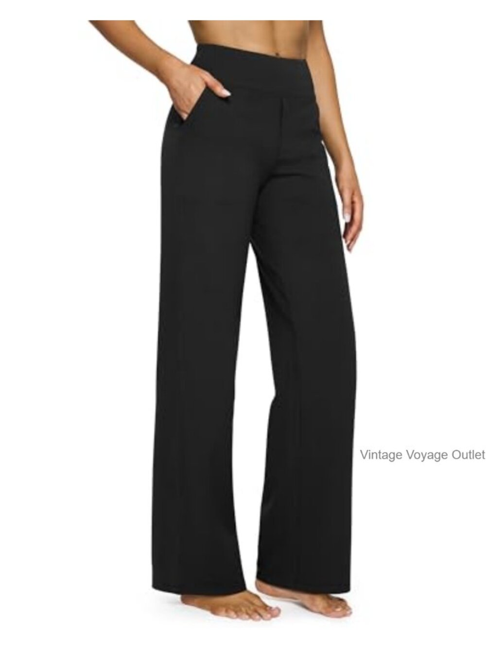 Wide Leg Yoga Pants High Waisted Pull On Stretch with Pockets